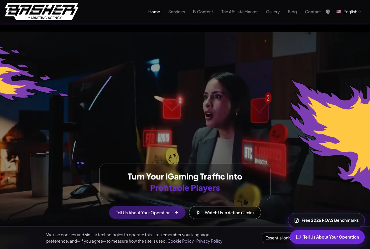 Página web de Basher Agency — Agencia creativa, proyecto real