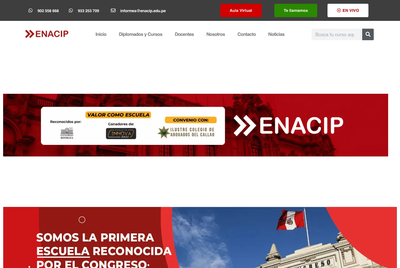 Página web de ENACIP — Institución educativa, proyecto real