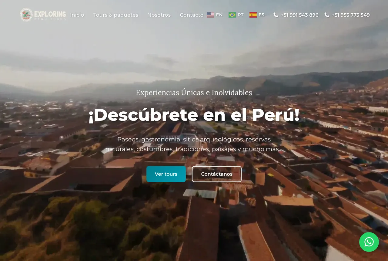 Página web de Exploring Peru Tours — Operador turístico, proyecto real