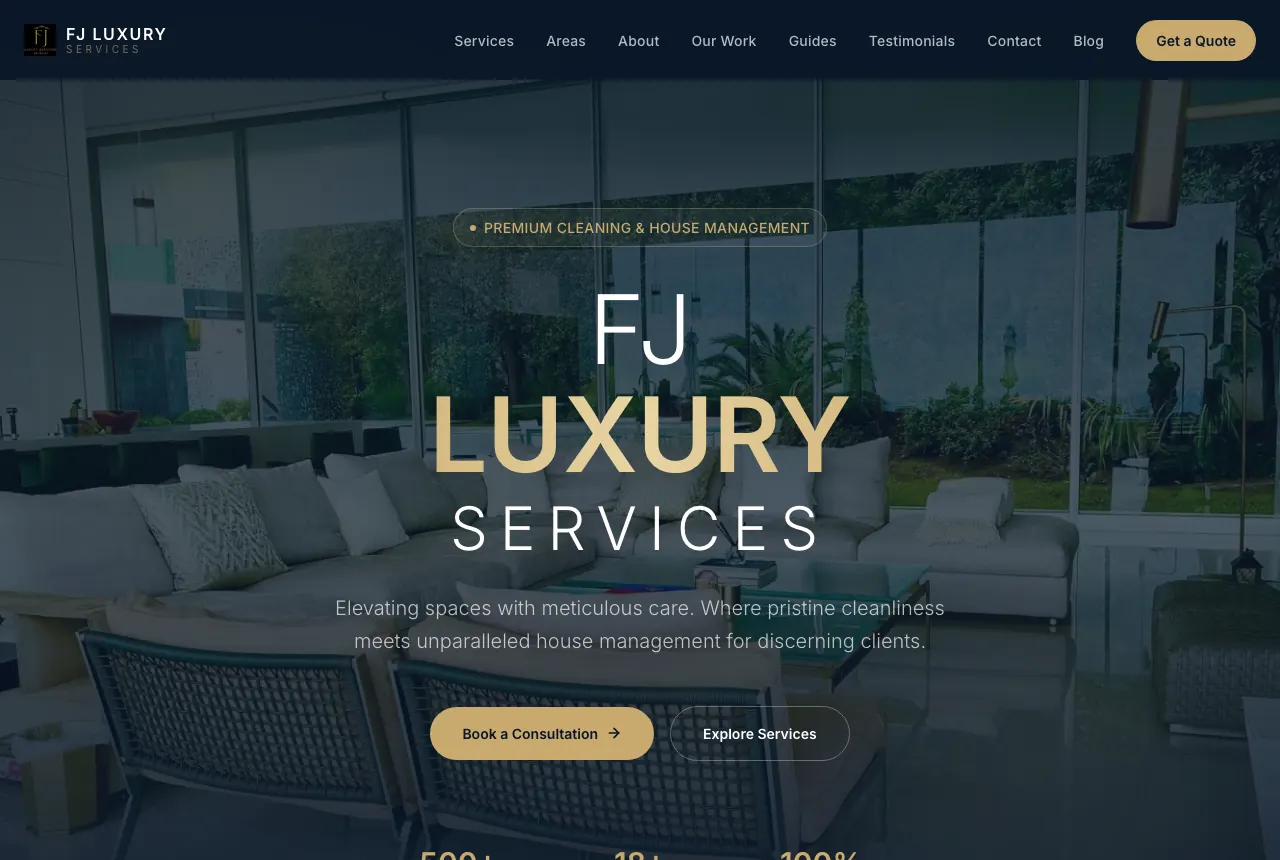 Página web de FJ Luxury Services — Servicios de lujo, proyecto real