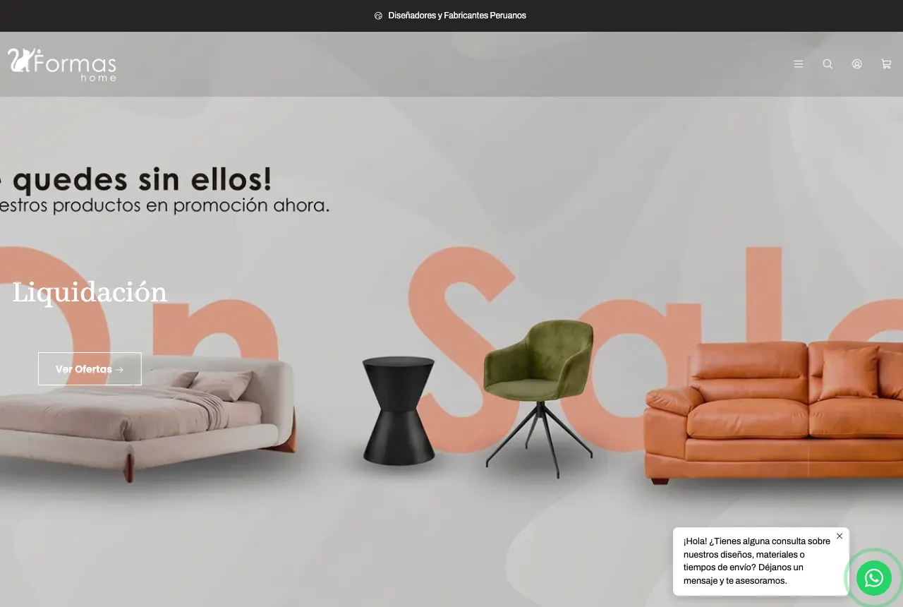 Página web de Formas Home — E-commerce de muebles, proyecto real