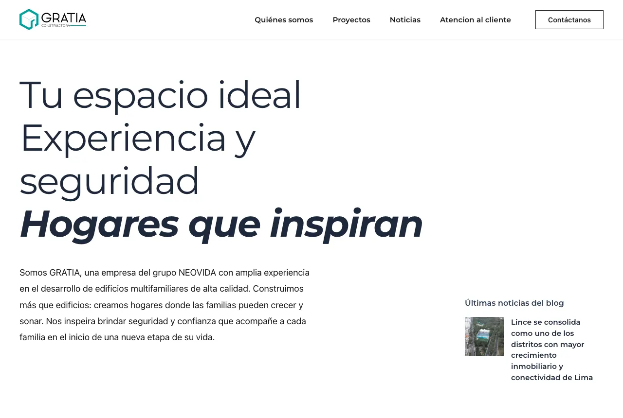 Página web de Gratia — Retail y regalos corporativos, proyecto real