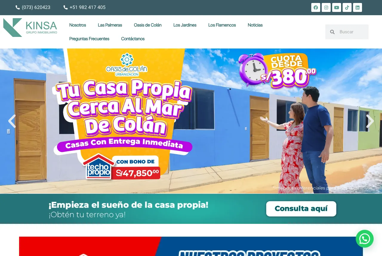 Página web de Grupo Kinsa — Corporativo industrial, proyecto real