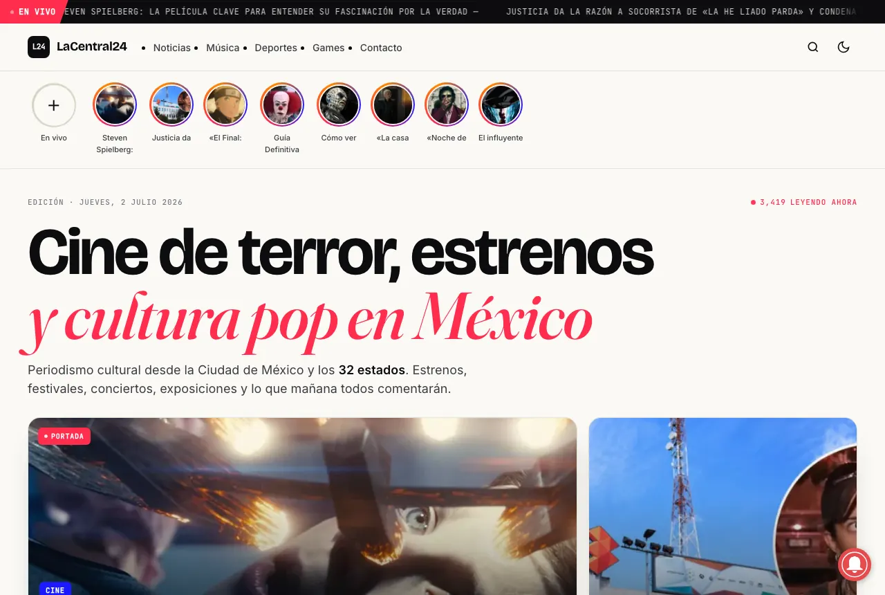 Página web de La Central 24 — Portal de noticias, proyecto real