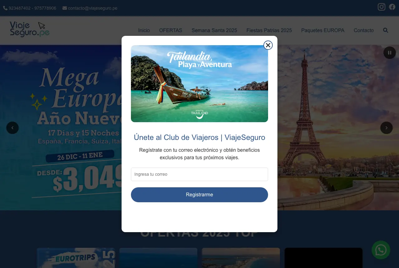 Página web de Viaje Seguro — Seguros de viaje, proyecto real