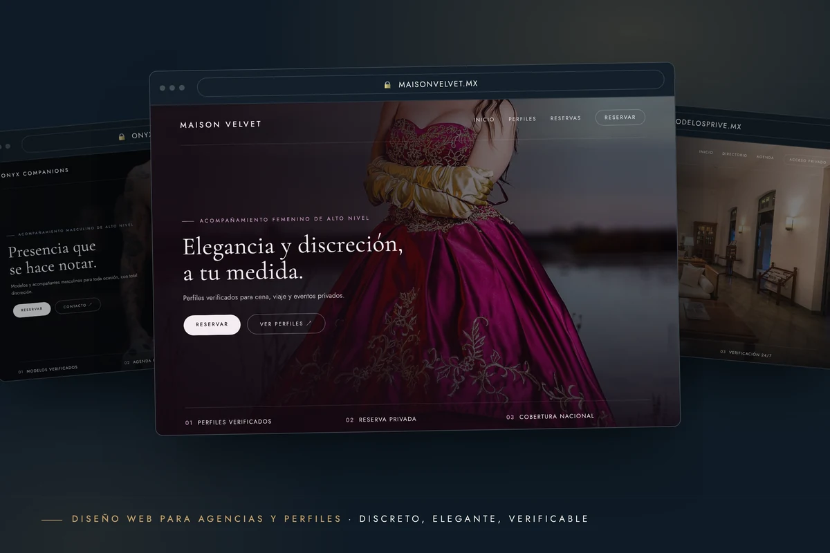 Ejemplos de páginas web para agencias y perfiles independientes — diseño discreto y elegante por creatupaginaweb.mx